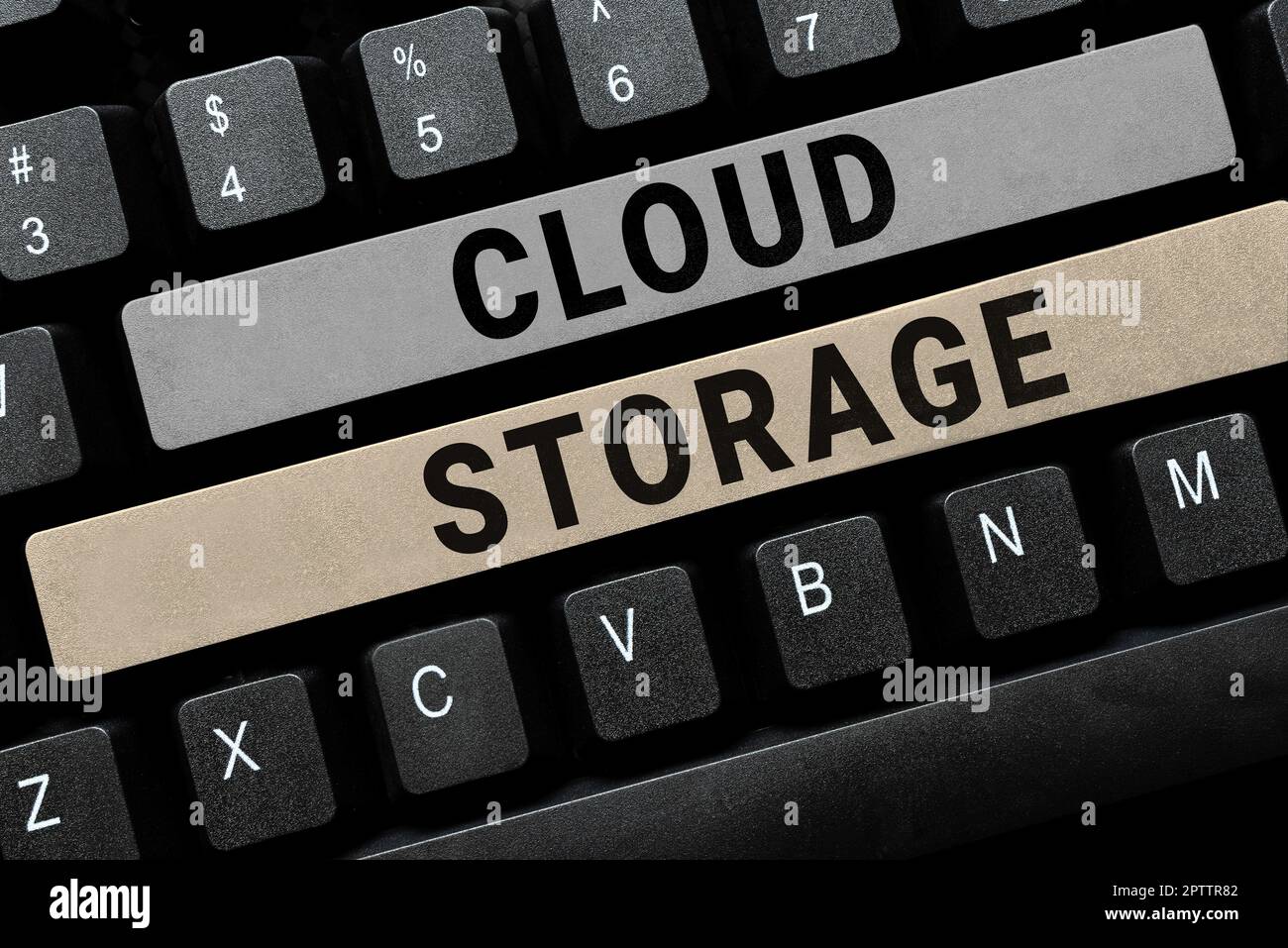 Conceptual caption Cloud Storage, Internet Concept computing connect devices to cloud data on remote storage Stock Photo