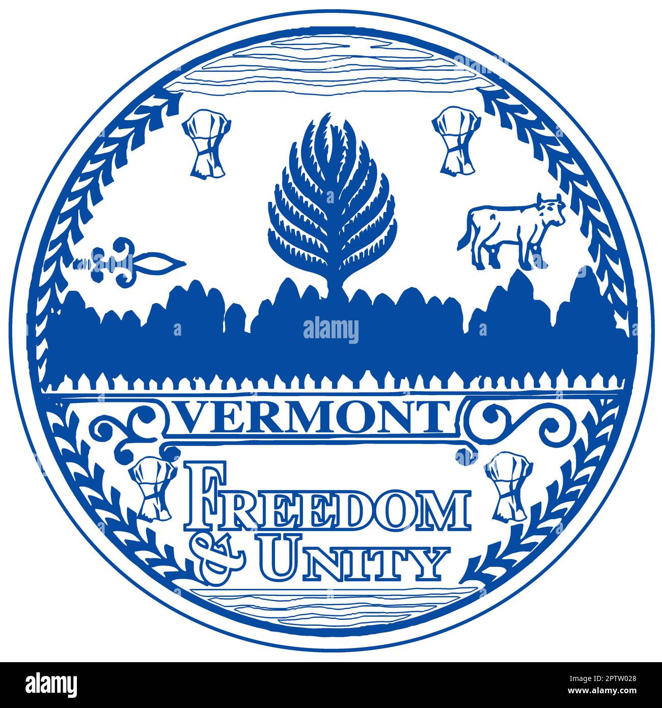 Freedom And Unity The seal of the state of Vermont over a white background Stock Photo ...