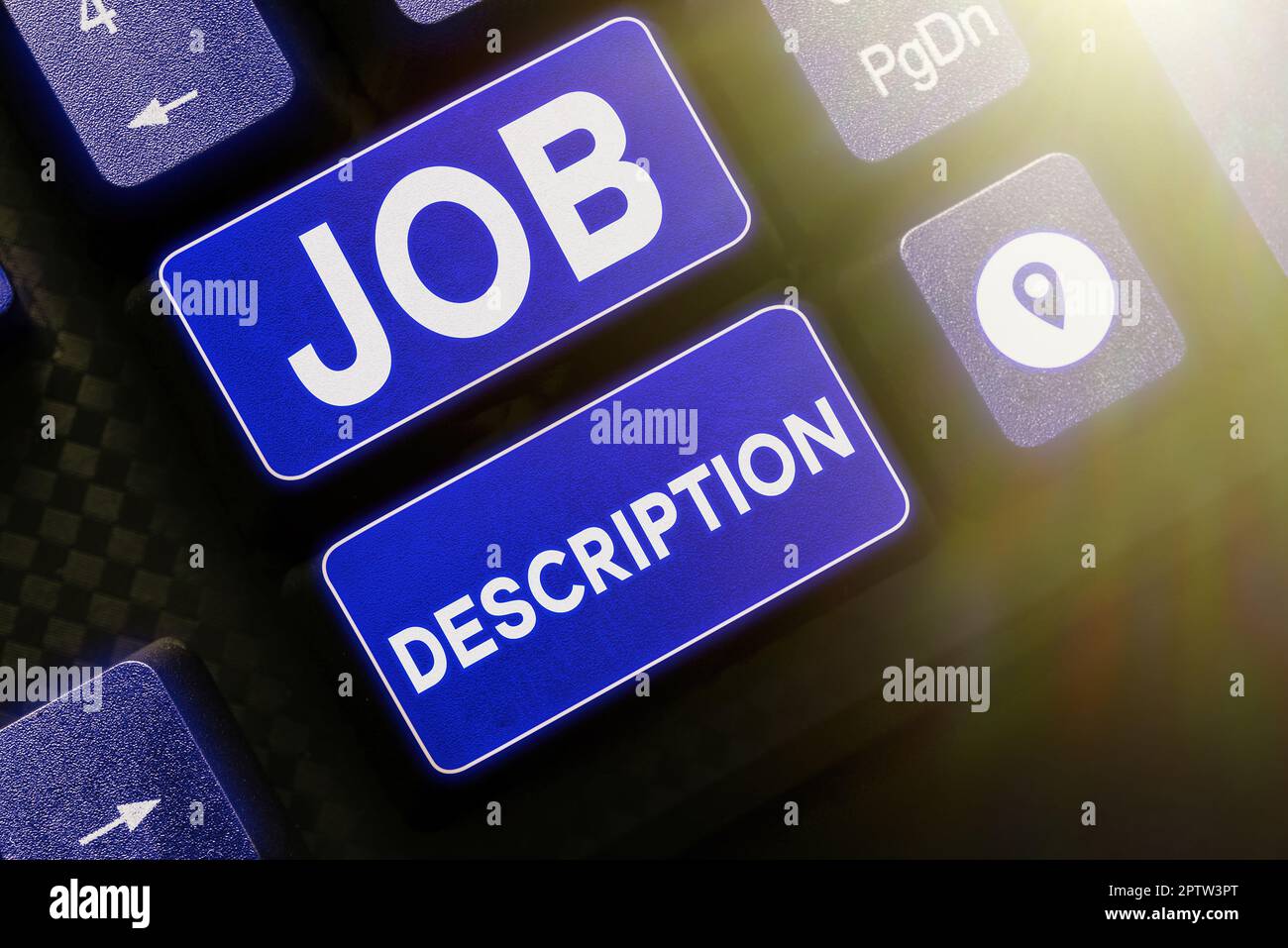 Sign displaying Job Description, Word Written on A document that describes the responsibilities of a position Stock Photo