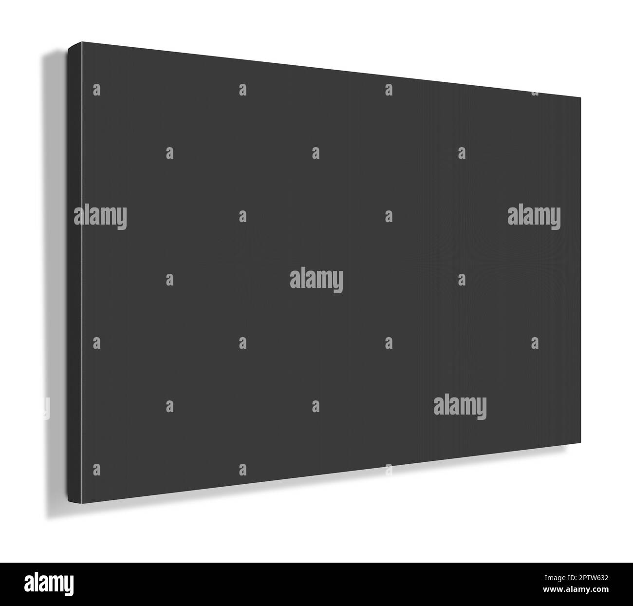 Black Canvas Wraps template for presentation layouts and design. 3D rendering. Digitally Generated Image. Isolated on white background. Stock Photo