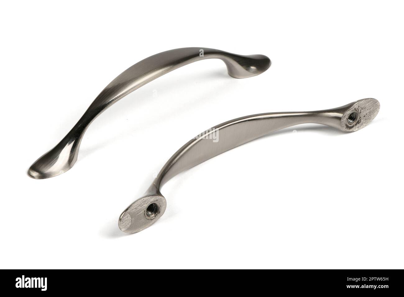 Furniture accessories. Long chrome handle for cupboard or drawer. Side