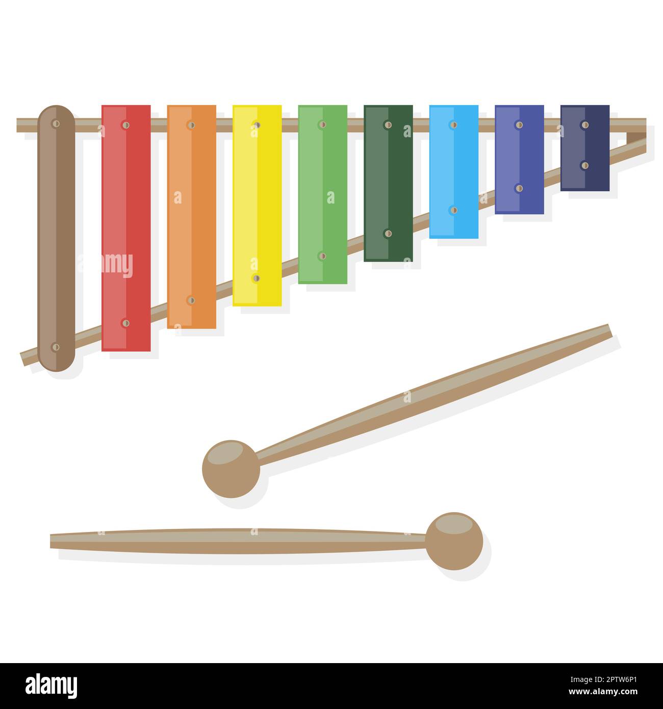 Colorful Xylophone Isolated on White Background. Retro Musical