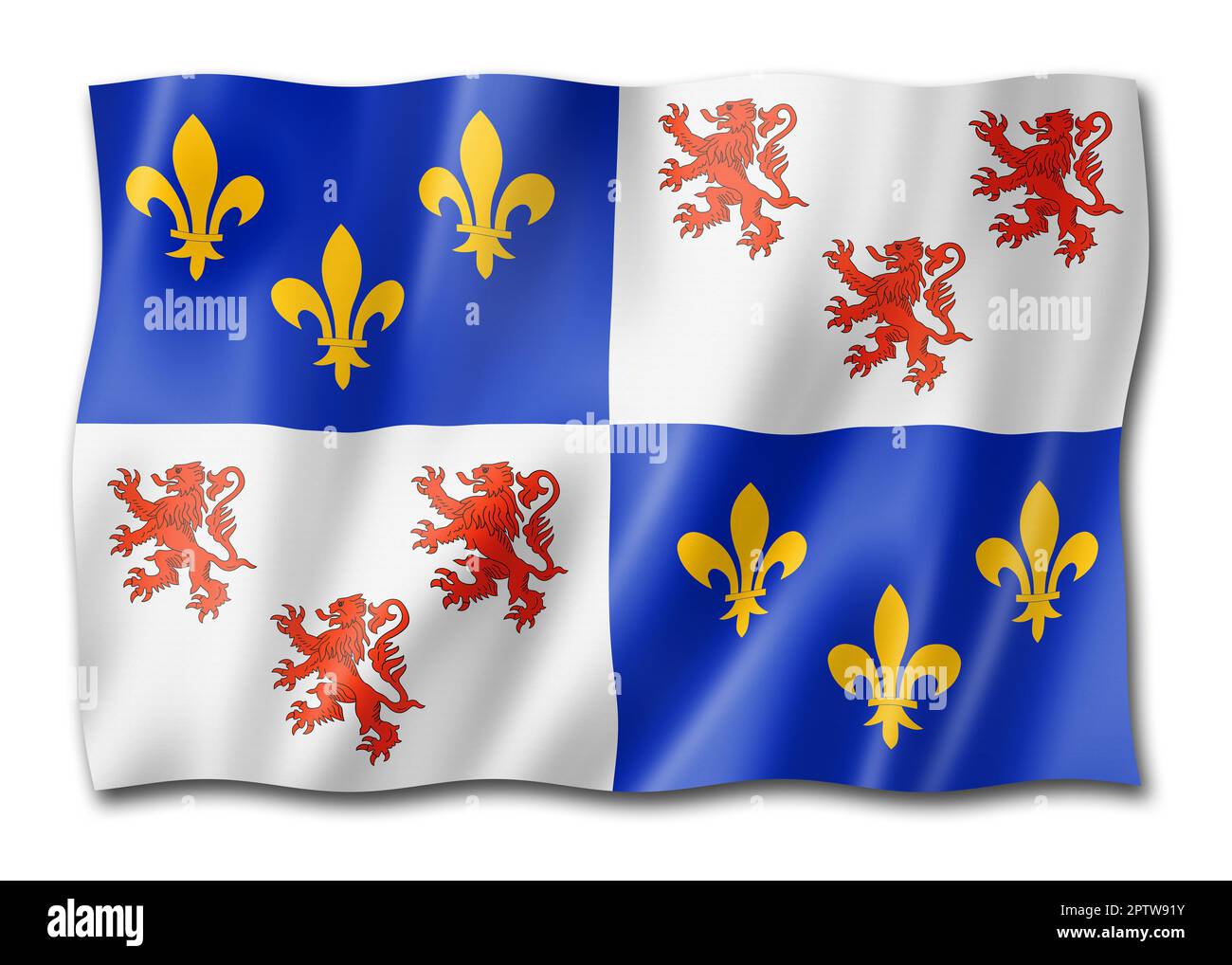 Picardy Region flag, France waving banner collection. 3D illustration ...