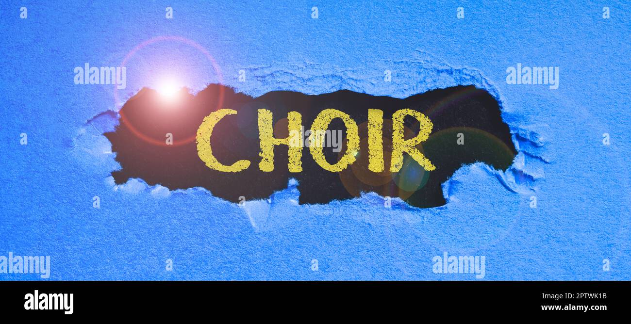 Sign displaying Choir, Word Written on a group organized to perform