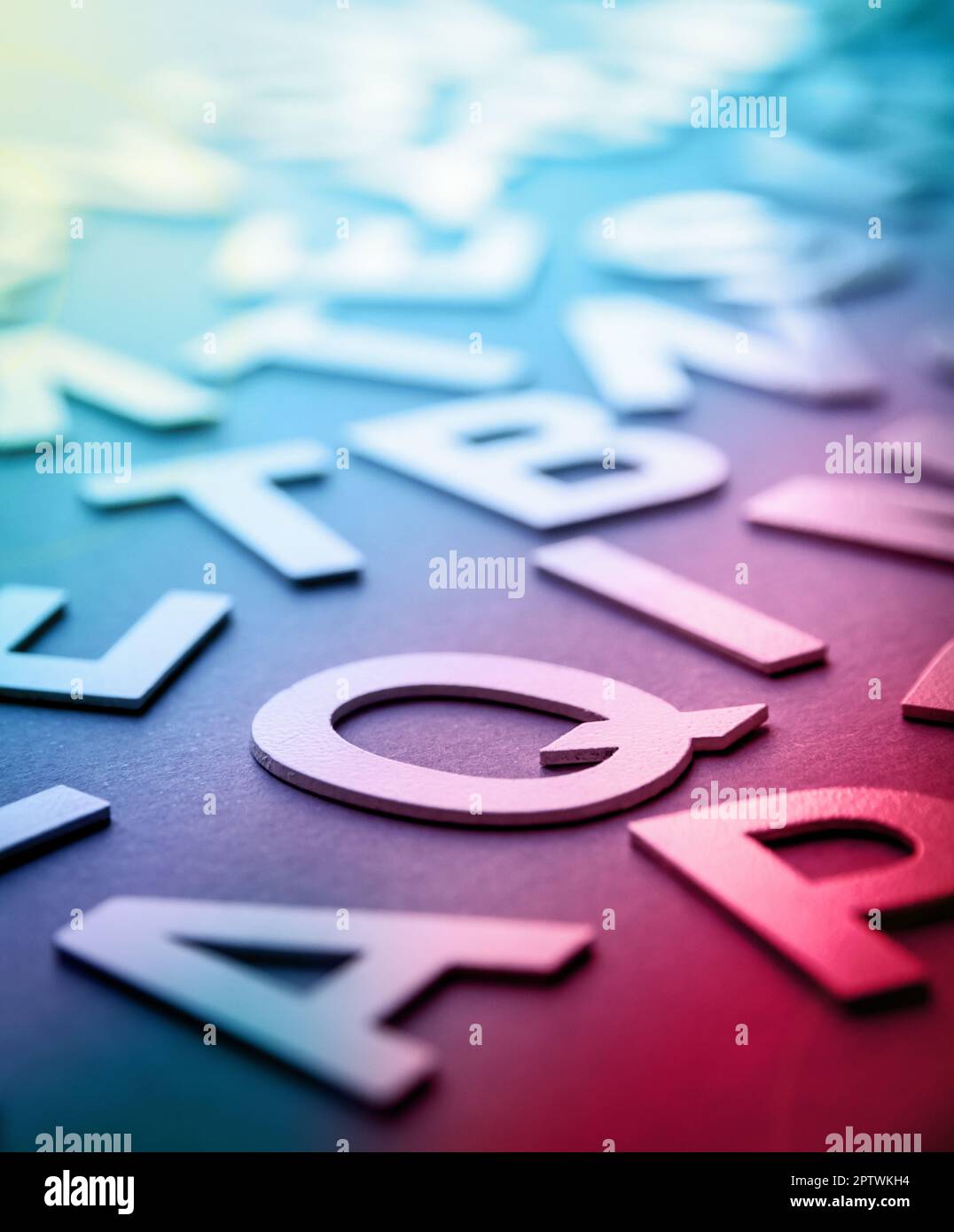 Mixed solid letters pile closeup photo. Education background concept Stock Photo