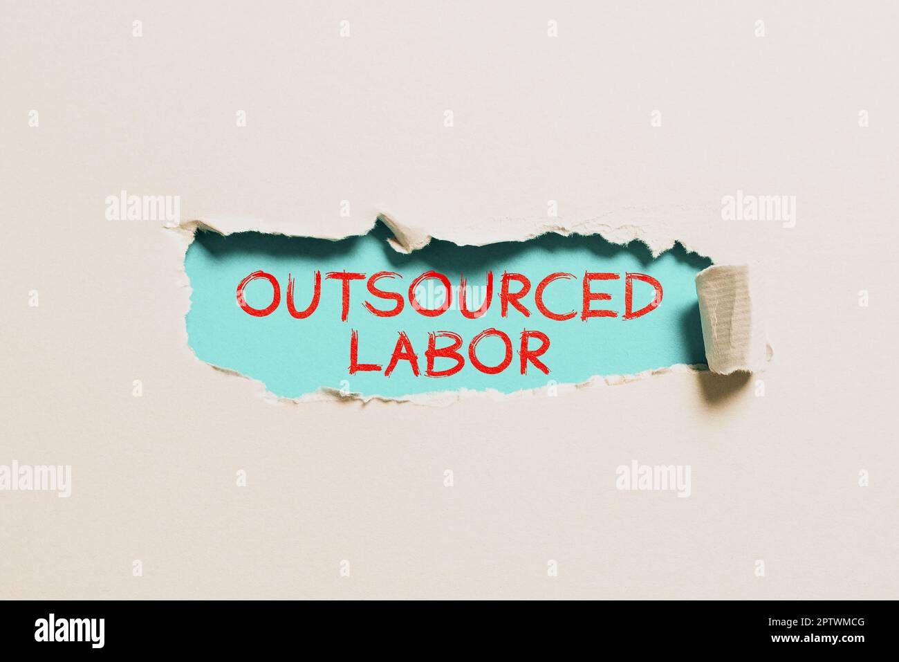 Conceptual caption Outsourced Labor, Concept meaning jobs handled or getting done by external workforce Stock Photo