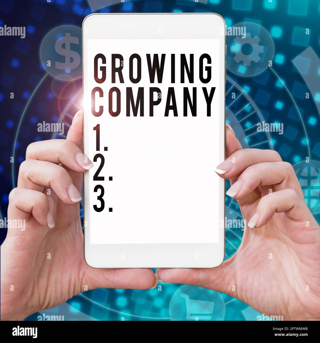 Writing displaying text Growing Company, Business concept a business firm that is still undergoing a development Stock Photo