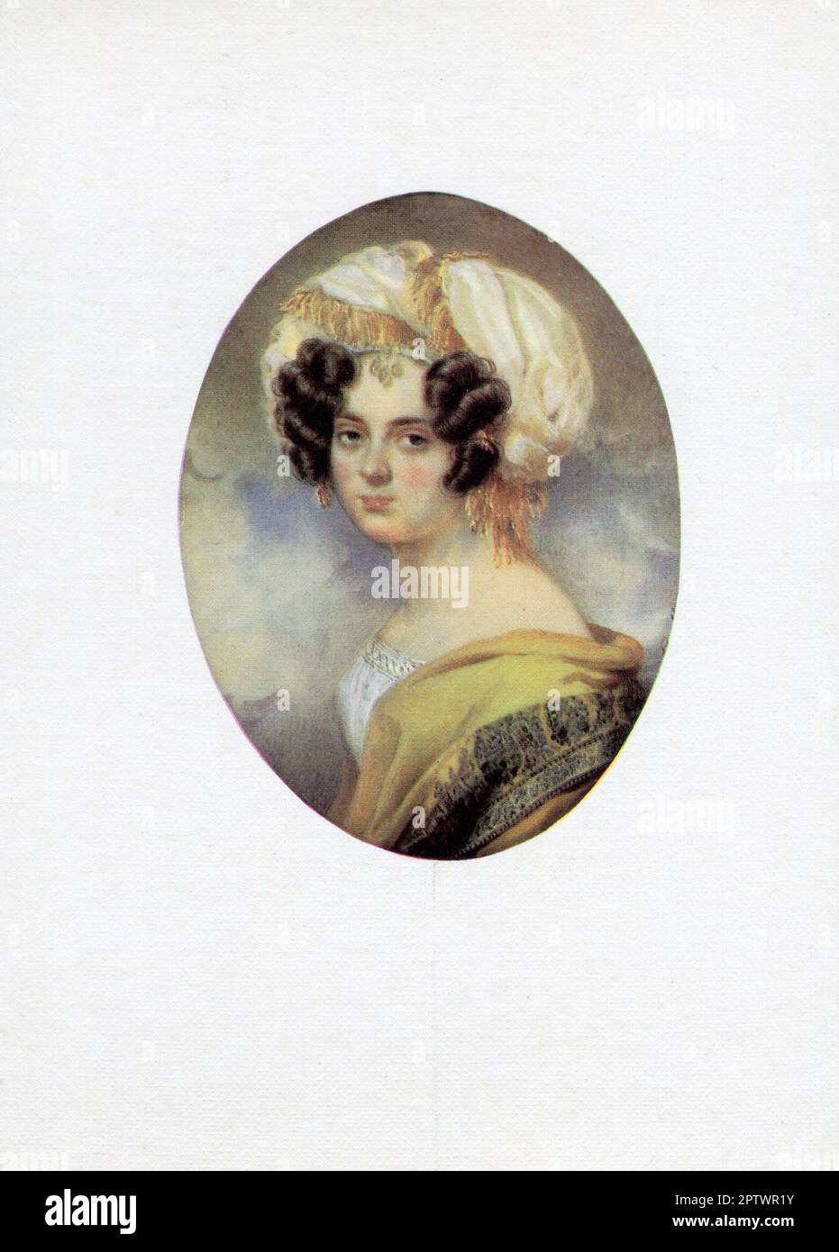 Maria Alexandrovna Musina-Pushkina, (nee Urusova) (1801-1853) - daughter of Prince A. M. Urusov, Moscow beauty, in her first marriage married to Count I. A. Musin-Pushkin; in the second - for Chancellor A. M. Gorchakov. Old Vintage postcard of the USSR, vol.3, 1987. Stock Photo