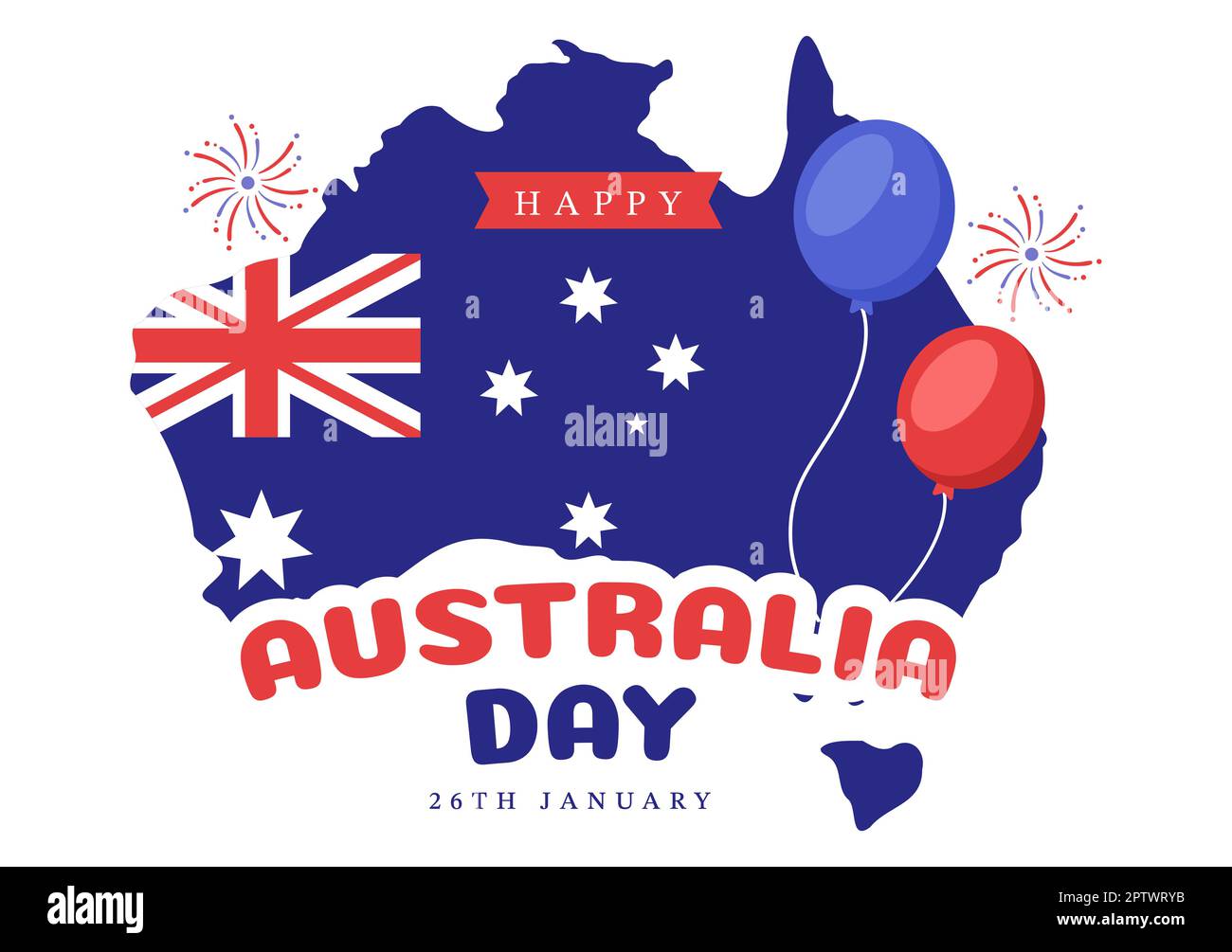 Happy Australia Day Observed Every Year on January 26th with Flags and