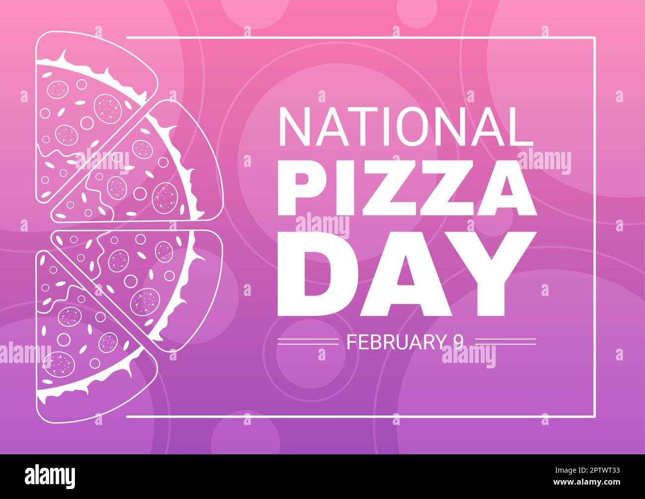 National Pizza Day on Celebration February 9 by Consuming Various Slice in Flat Cartoon Style