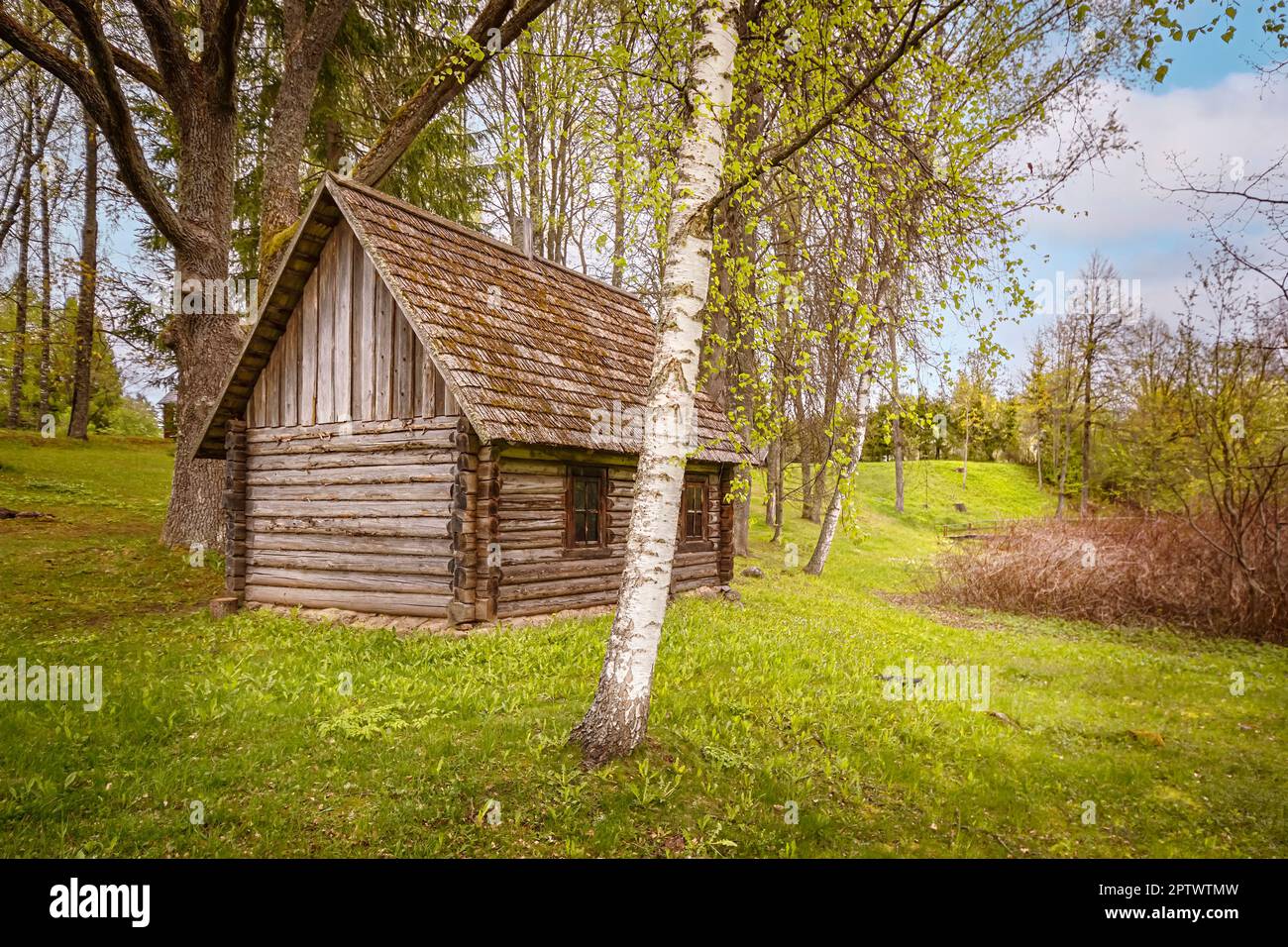 Old wooden bathhouse in the rural area Stock Photo Alamy