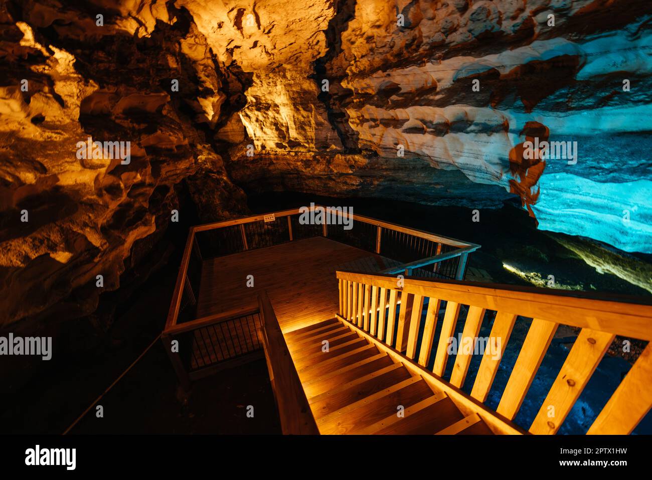 The iconic and popular Engelbrecht Cave system which is a sinkhole underneath Mt Gambier CBD in South Australia, Australia Stock Photo