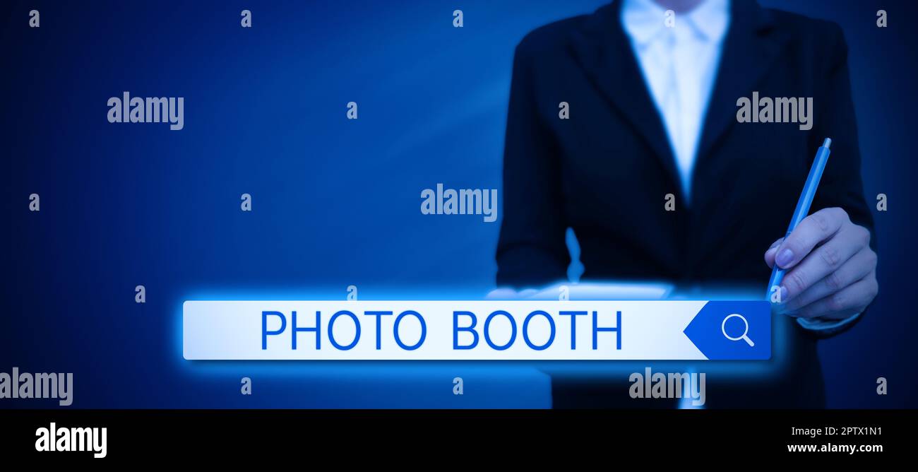 Writing Displaying Text Photo Booth. Concept Meaning Form Of Photo Sharing  And Publishing In The Format Of A Blog Stock Photo, Picture and Royalty  Free Image. Image 198281577.