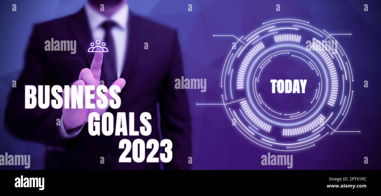 Sign displaying Business Goals 2023, Business concept Advanced