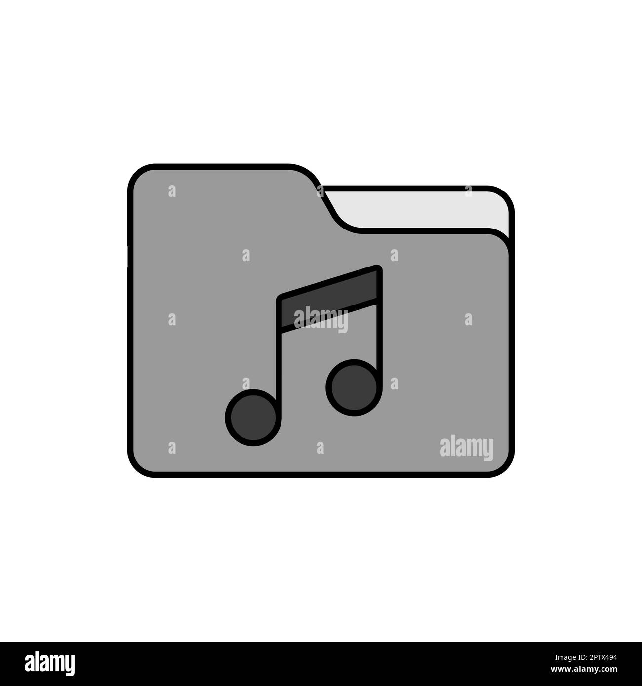 File folder with music note color vector grayscale icon. Music sign ...