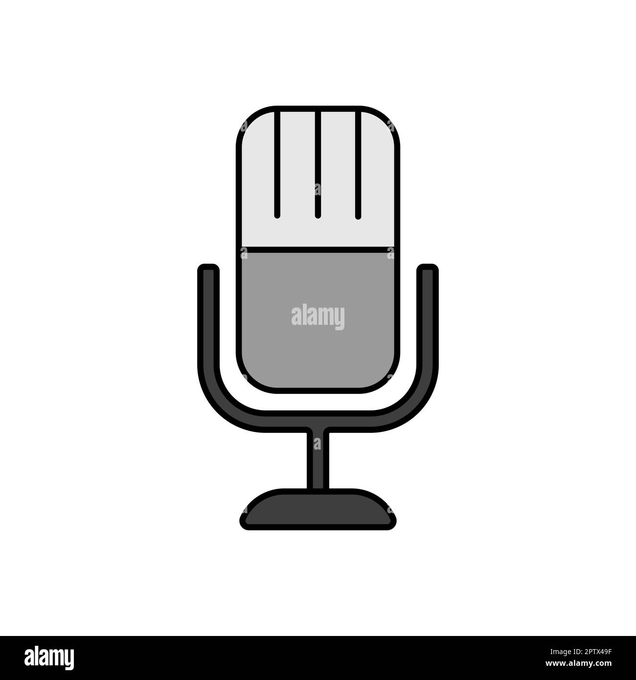 Retro microphone color vector grayscale icon. Graph symbol for music