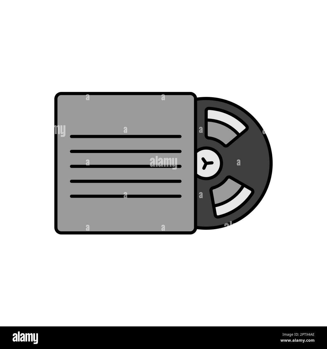 tape reel, retro music tape storage color vector grayscale
