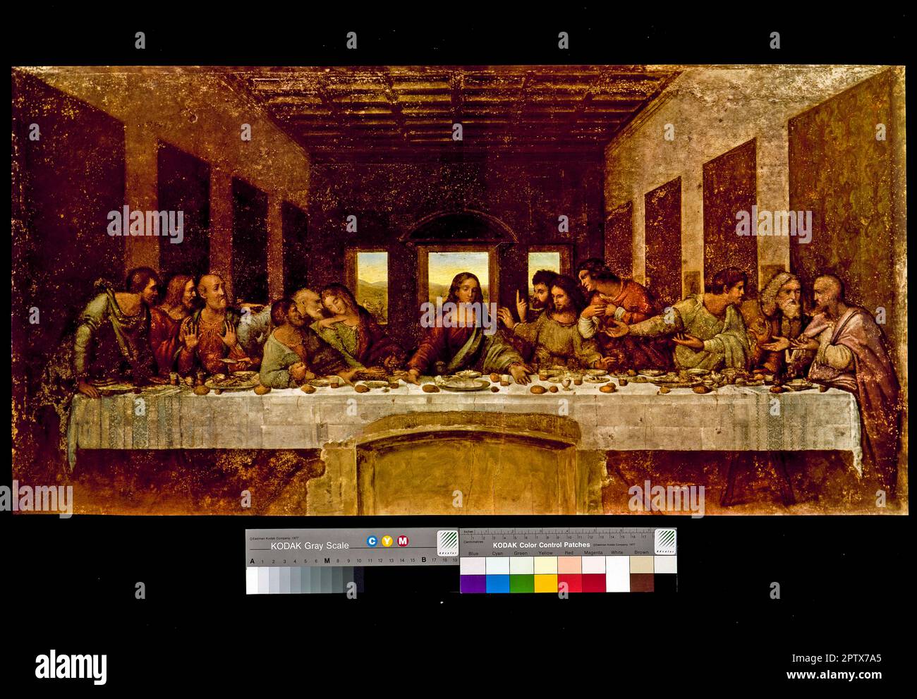 Fine Art Painting. 1495-97. By Leonardo da Vinci. Mural in Santa Maria delle Grazie. Milan. Italy. Stock Photo