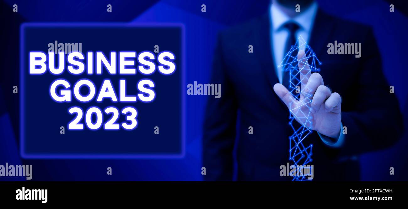 Text caption presenting Business Goals 2023, Word Written on Advanced