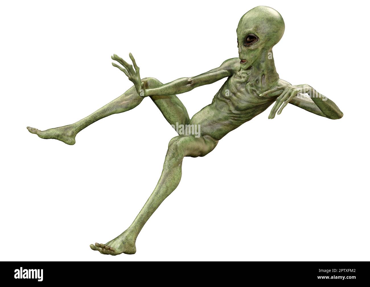 3D rendering of a green alien isolated on white background Stock Photo ...