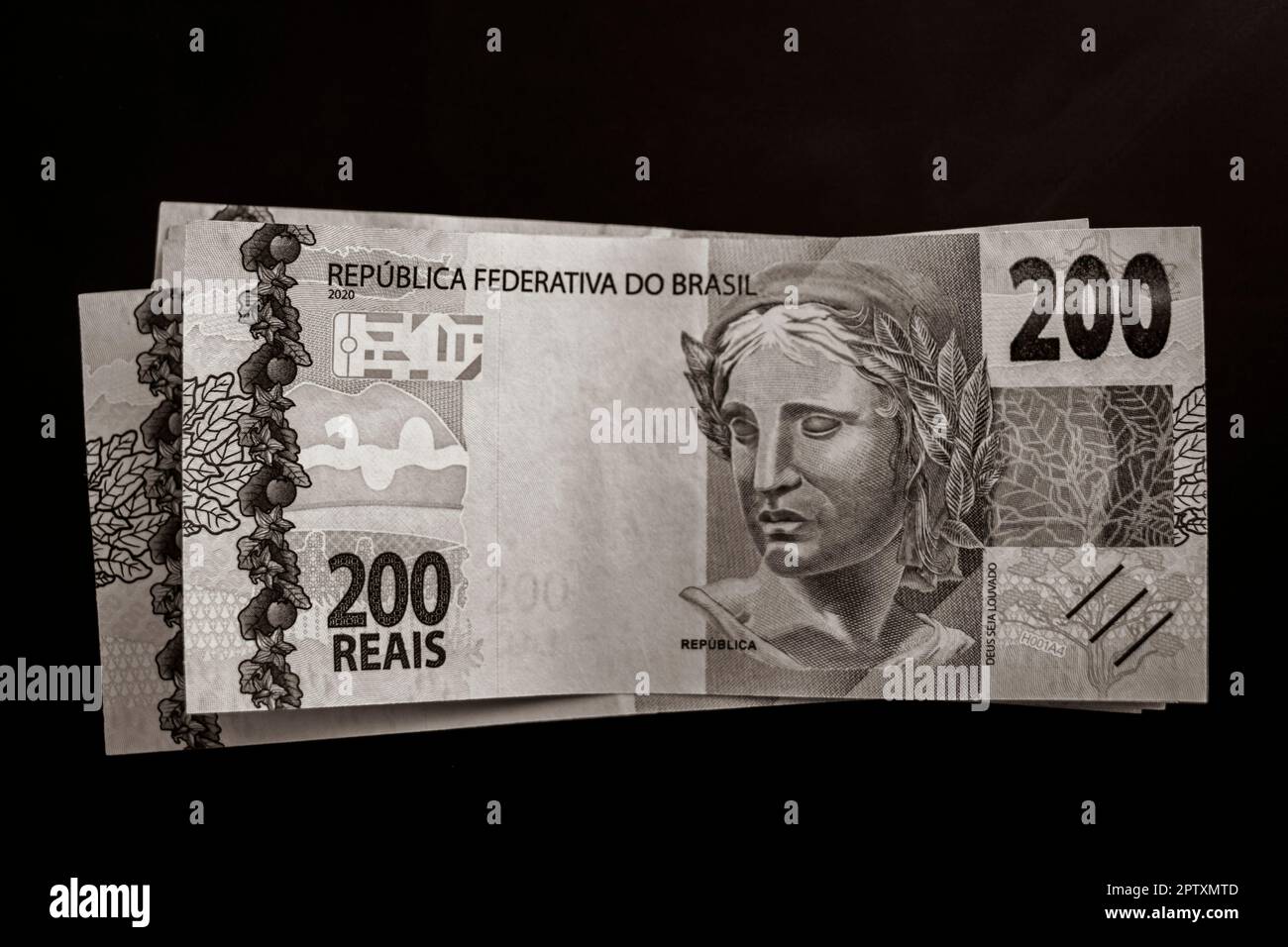 Old black and white picture of Be rich with money in Brazil. 200