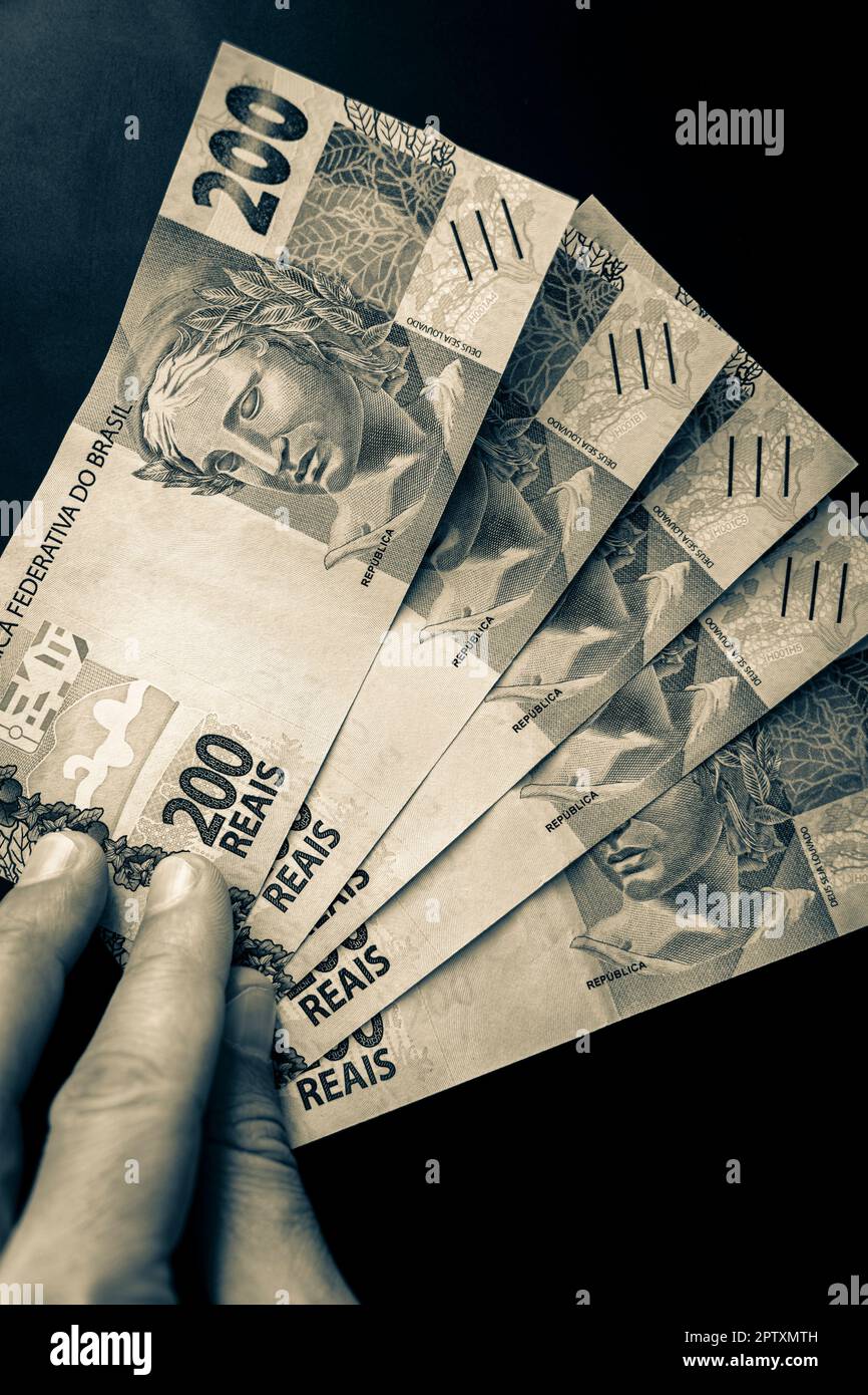 Old black and white picture of Be rich with money in Brazil. 200