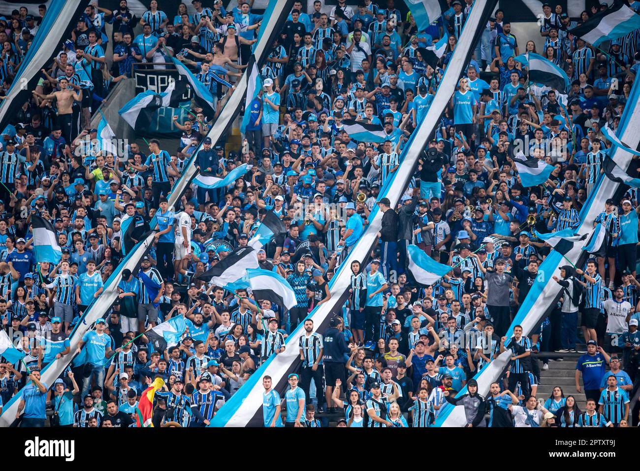 Porto Alegre, Brazil. 27th Apr, 2023. Gremio fans, during the match between Gremio and ABC-RN, for the 3rd phase of the 2023 Copa do Brasil, at Arena do Gremio, this Thursday, 27. 30761 (Richard Ducker/SPP) Credit: SPP Sport Press Photo. /Alamy Live News Stock Photo