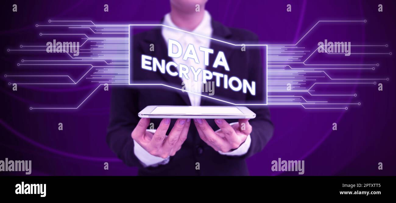 Text showing inspiration Data Encryption, Word Written on Conversion of data into code for compression or security Stock Photo
