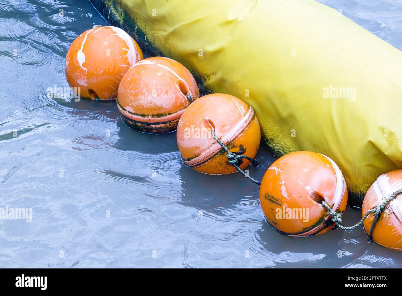 Orange buoy Used in the form of water made from special plastic that is