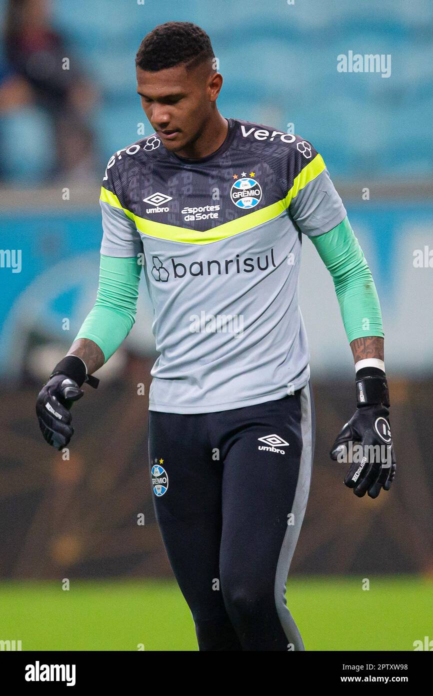 Porto Alegre, Brazil. 28th Apr, 2023. Adriel do Gremio, moments before the match between Gremio and ABC-RN, for the 3rd phase of the Copa do Brasil 2023, at Arena do Gremio, this Thursday, 27. 30761 (Richard Ducker/SPP) Credit: SPP Sport Press Photo. /Alamy Live News Stock Photo