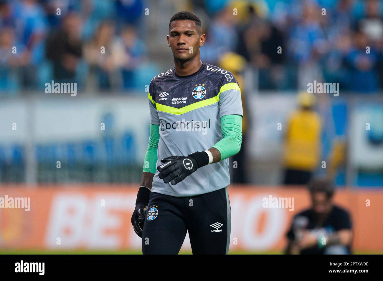Porto Alegre, Brazil. 28th Apr, 2023. Adriel do Gremio, moments before the match between Gremio and ABC-RN, for the 3rd phase of the Copa do Brasil 2023, at Arena do Gremio, this Thursday, 27. 30761 (Richard Ducker/SPP) Credit: SPP Sport Press Photo. /Alamy Live News Stock Photo