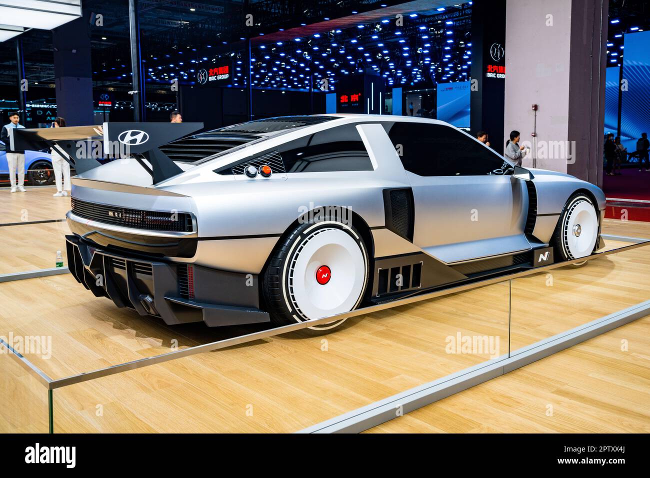 Hyundai N Vision 74 experimental hydrogen fuel cell vehicle on display