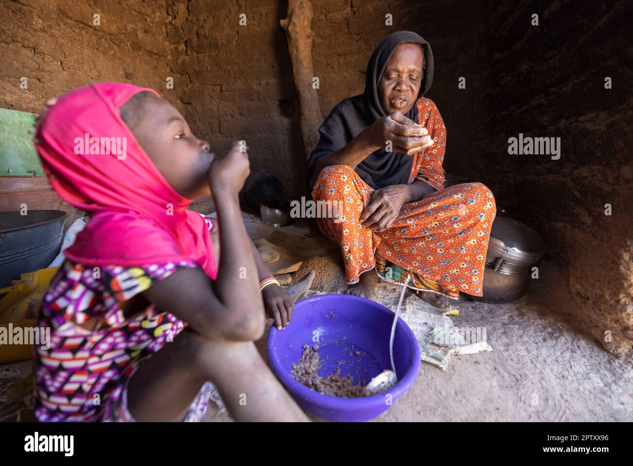 in Segou Region, Mali, West Africa. 2022 Mali drought and hunger crisis. Stock Photo