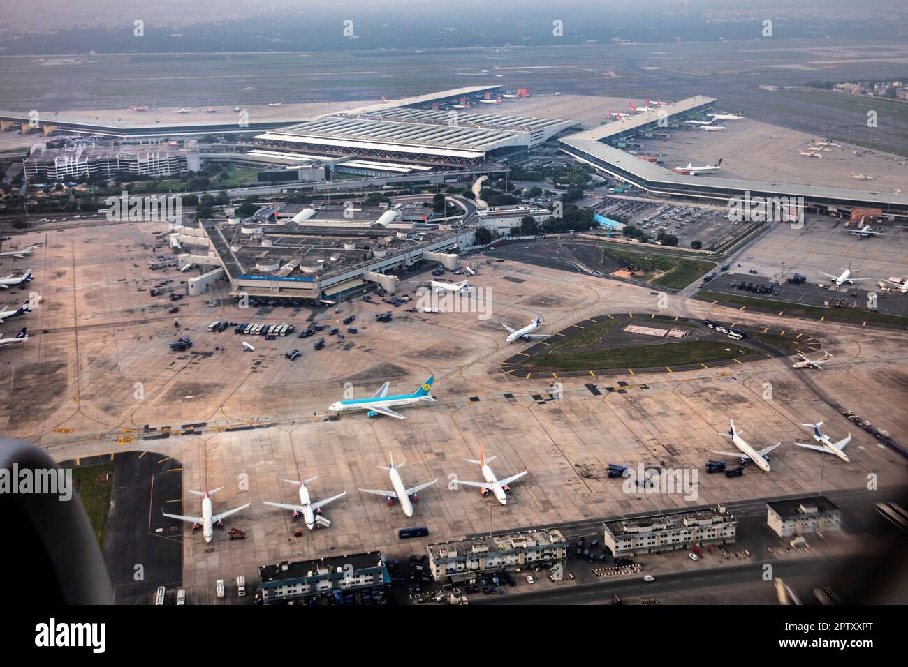 India, New Dehli, Indira Gandhi International Airport, aerial view