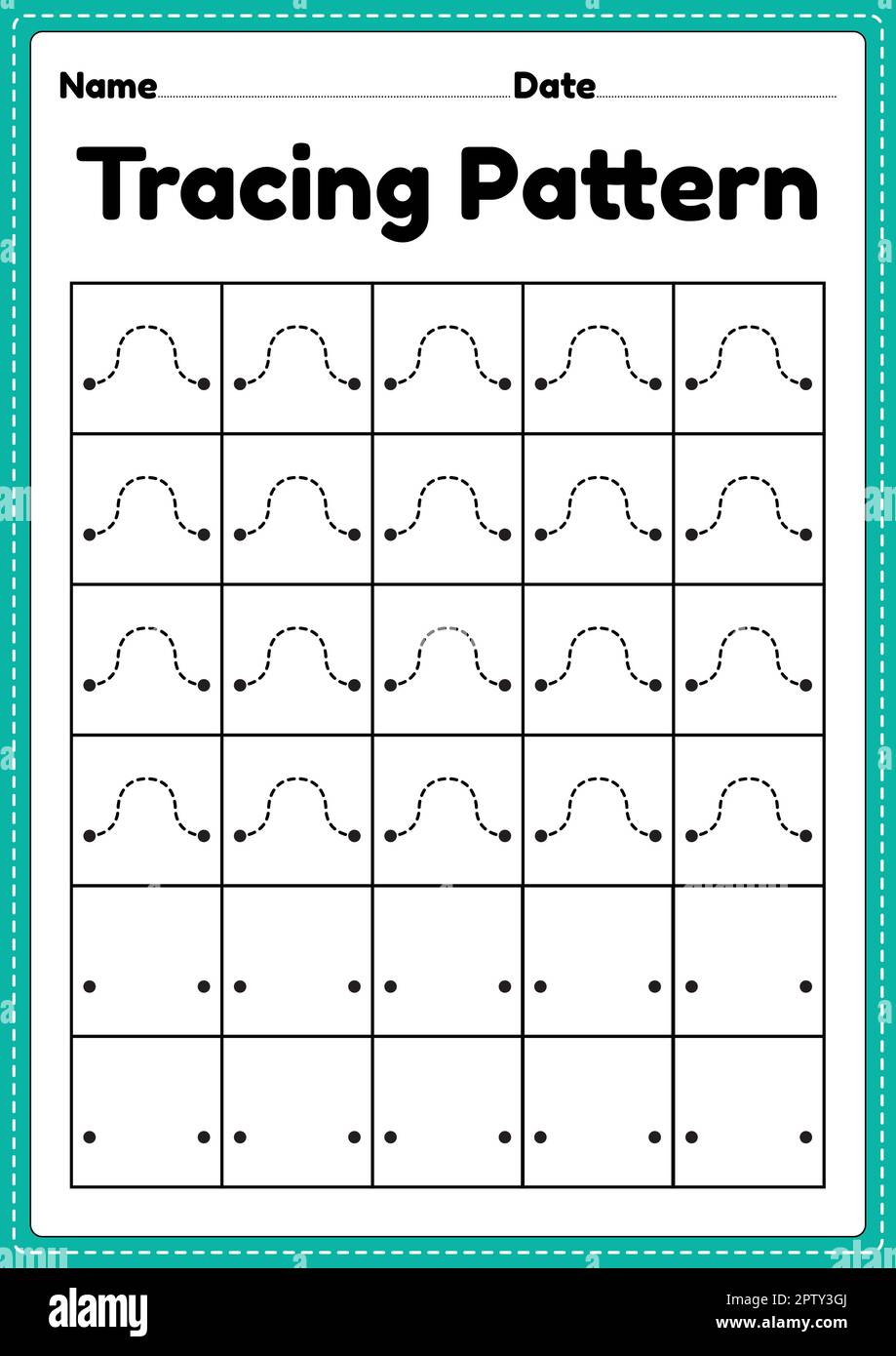 Tracing pattern wave lines worksheet for kindergarten, preschool and ...