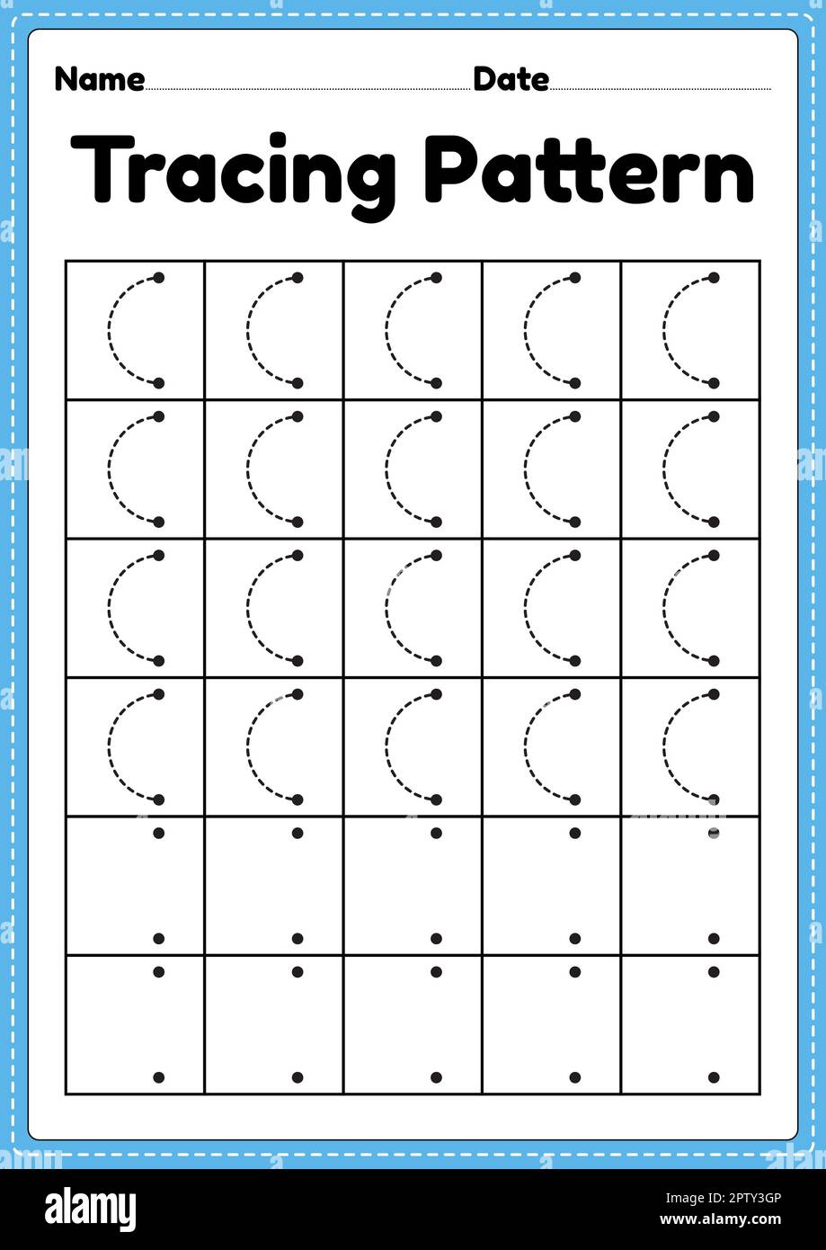 Tracing pattern left curve lines worksheet for kindergarten, preschool