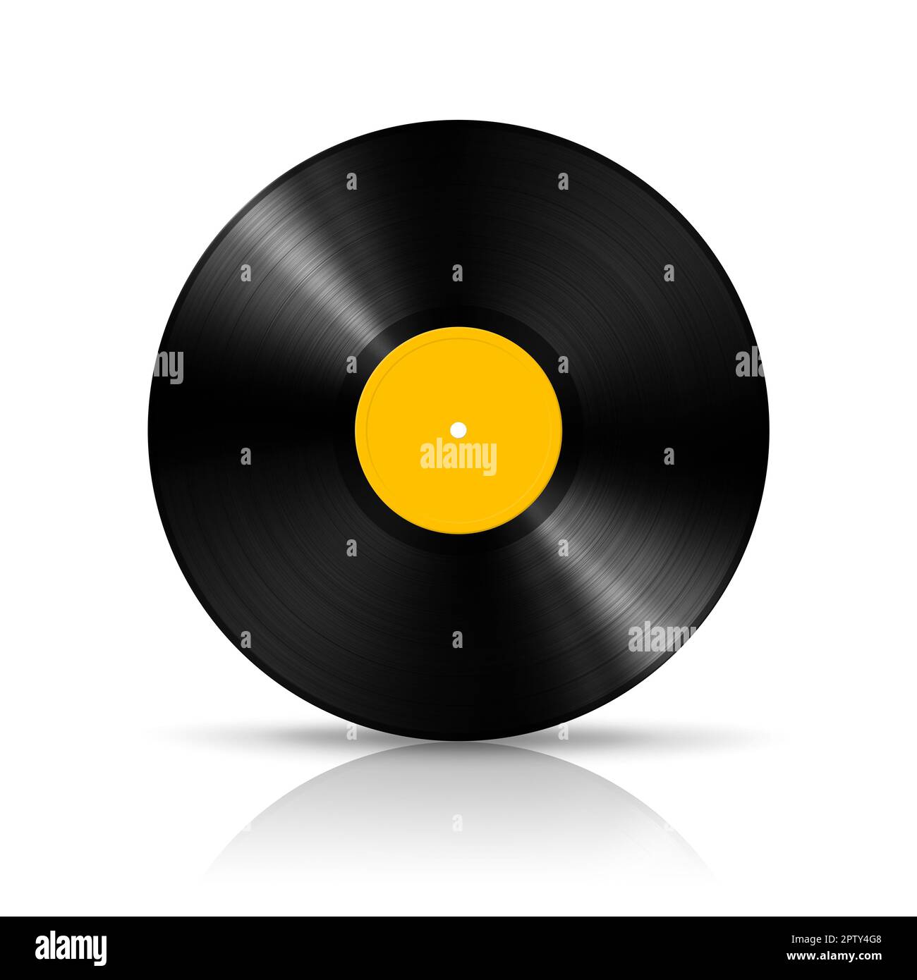 Yellow vinyl record isolated on white background. 3D illustration Stock
