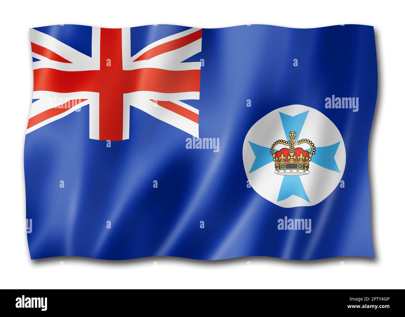 Queensland state flag, Australia waving banner collection. 3D ...
