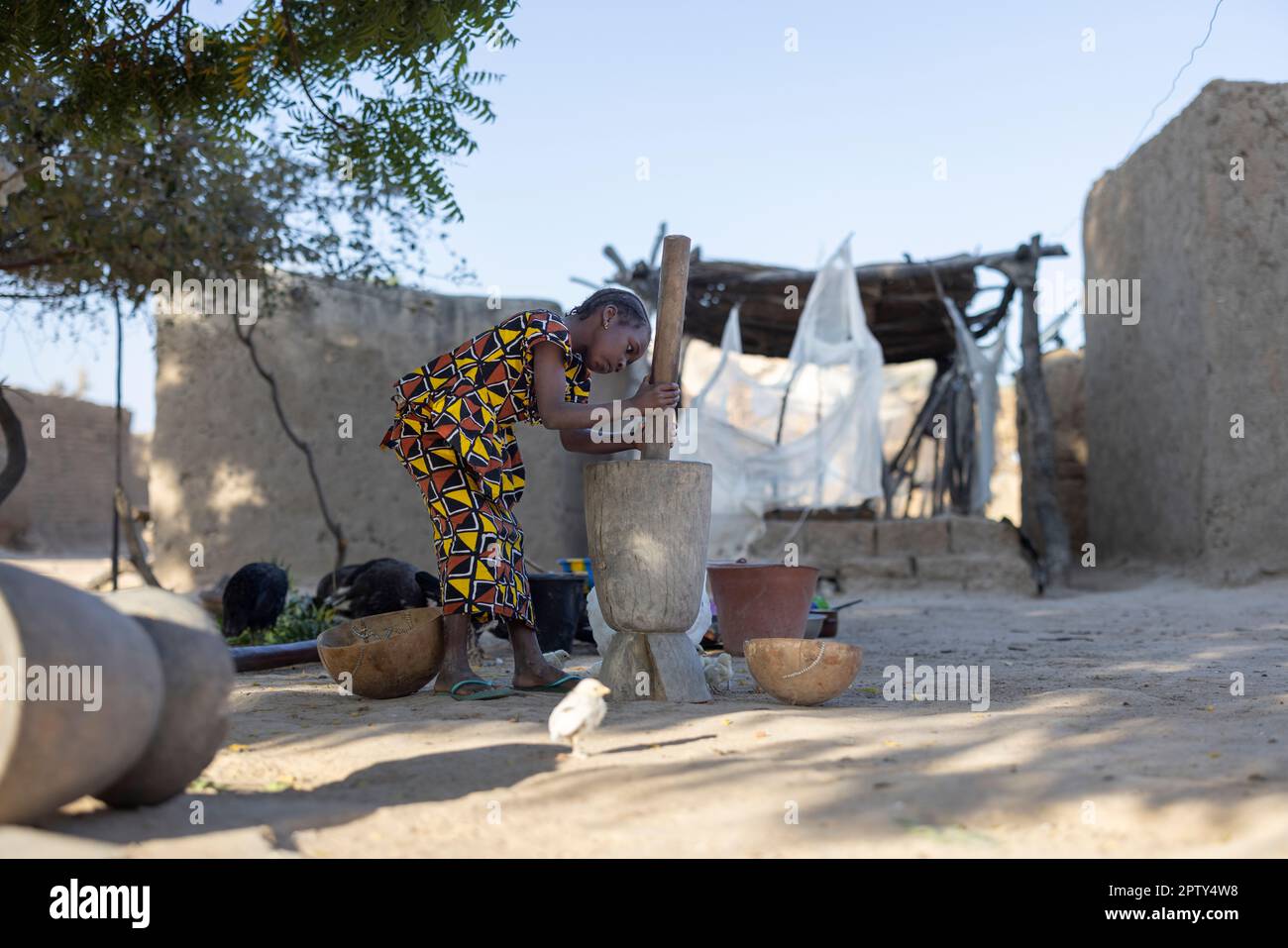in Segou Region, Mali, West Africa. 2022 Mali drought and hunger crisis. Stock Photo