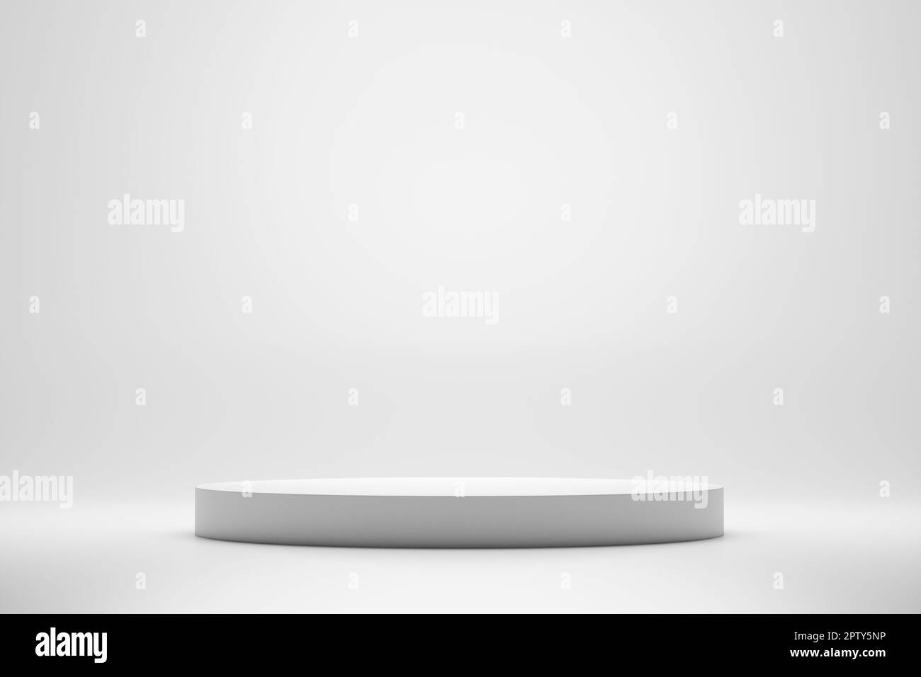Realistic 3d rendering platform for product display with total white colors. Stock Photo