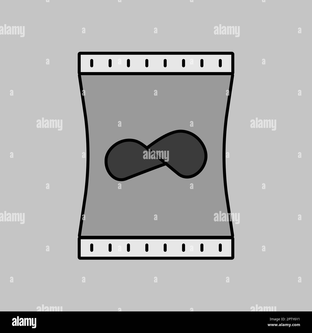 Potato chips bag vector grayscale icon. Fast food sign. Graph symbol