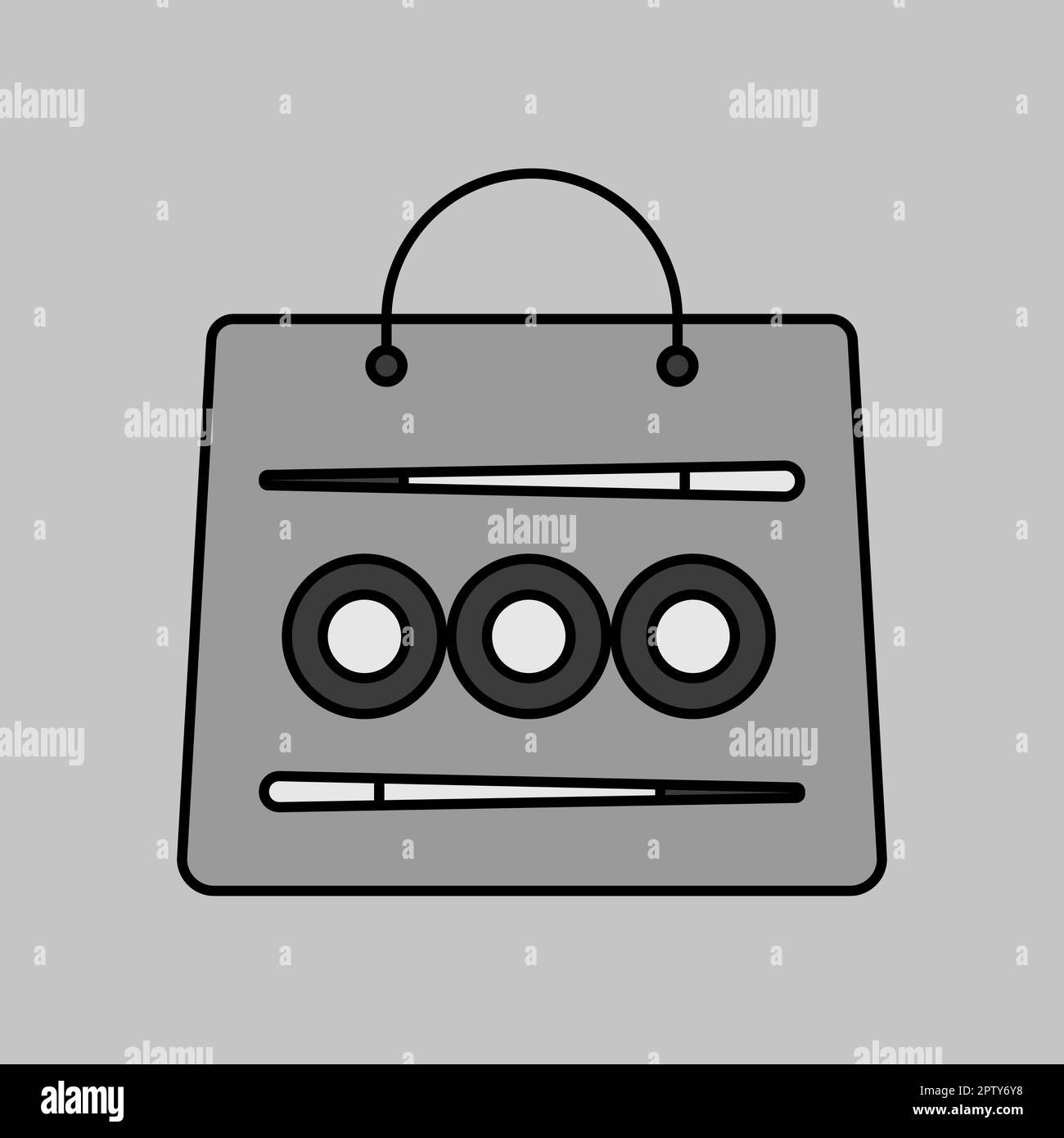 Sushi delivery vector grayscale icon. Bag for sushi delivery. Graph ...