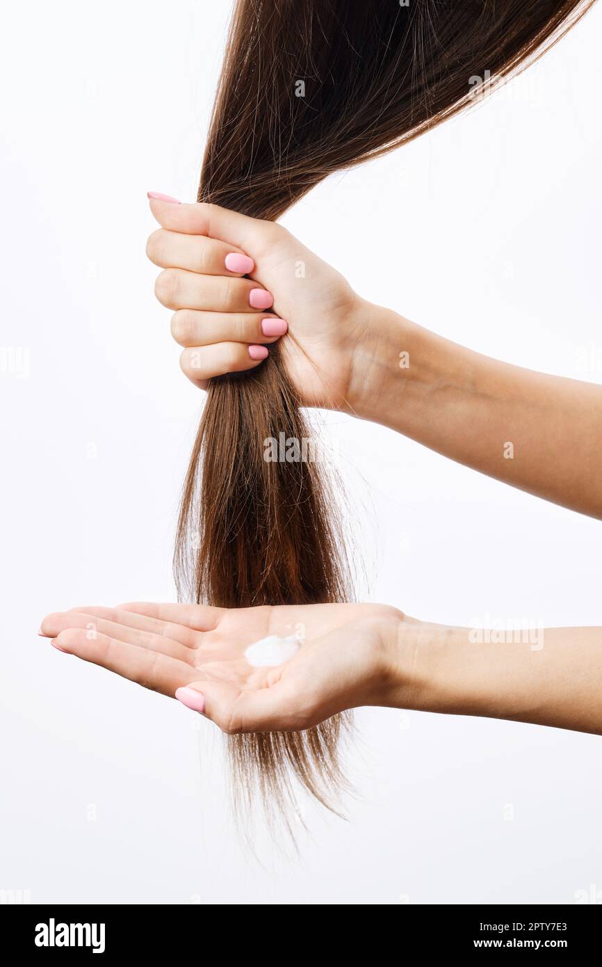 Cream mask for dry and brittle hair care Stock Photo Alamy