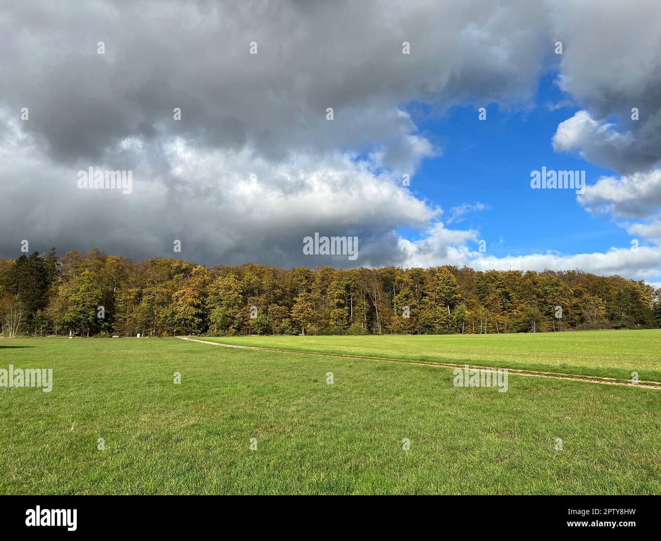 Herbstlandschaften in  Taunusstein sind von einer besonderen Idylle.  Autumn landscapes in Taunusstein are particularly idyllic. Stock Photo