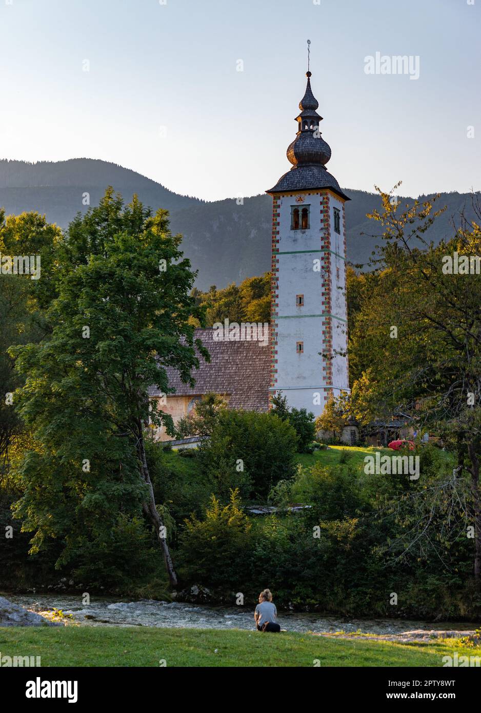 A picture of the Church of St. John the Baptist in Ribčev Laz, at ...