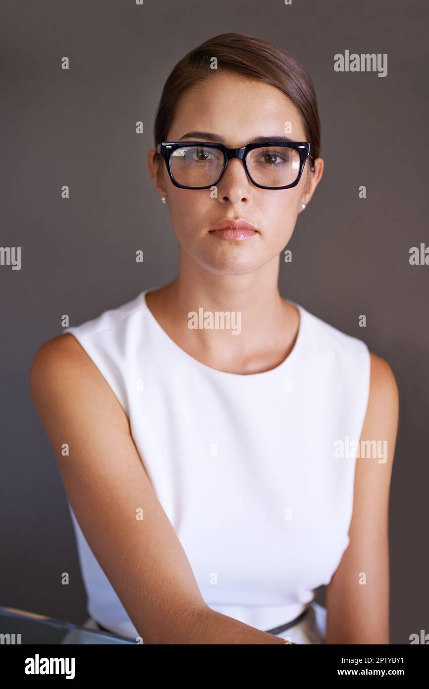 Clear view of her future. woman in a white dress wearing