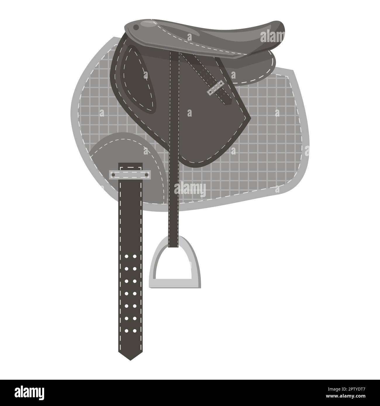 General Grey Saddle Isolated on White Background. Stock Vector