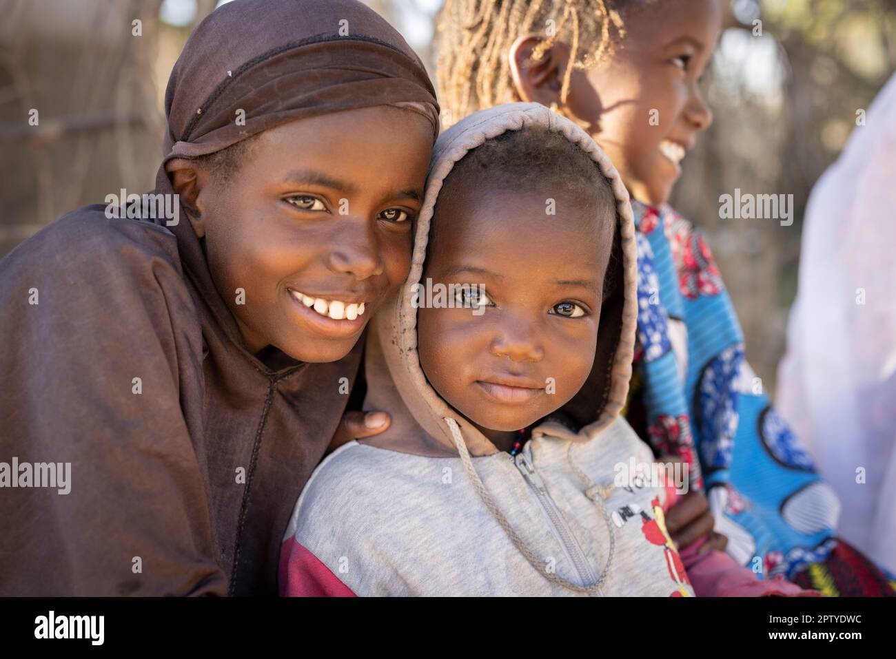 Smiling Fulani girl in Segou Region, Mali, West Africa. 2022 Mali drought and hunger crisis. Stock Photo