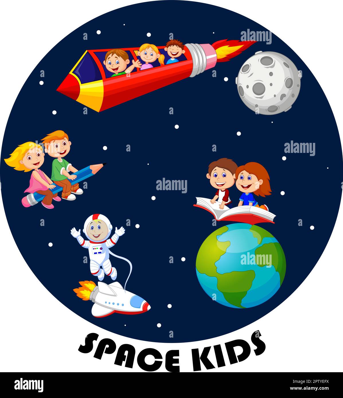 Cartoon kids space travel collection Stock Vector Image & Art Alamy