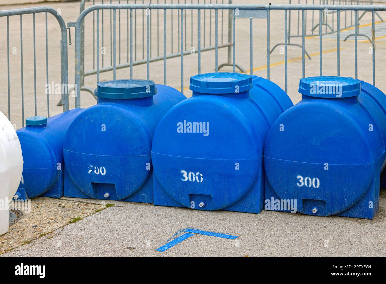 Big Blue Water Plastic Tank Stock Photo, Picture and Royalty Free